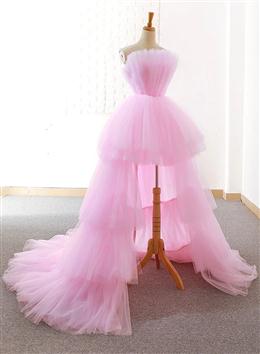 Picture of Pink Tulle High Low Layers Homecoming Dresses, Pink Evening Dress